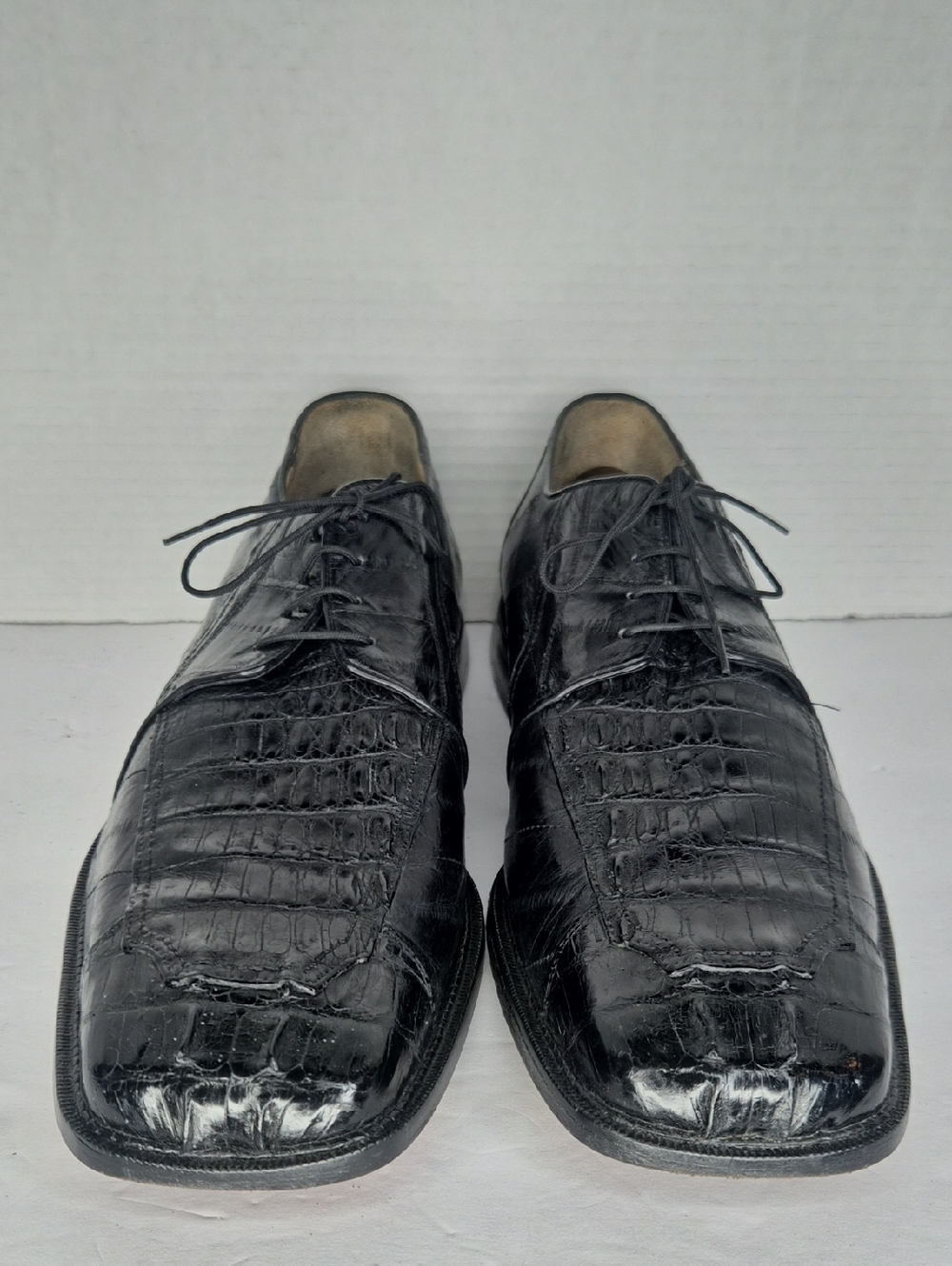 Men's Black Crocodile Leather Lace-Up Dress Shoes